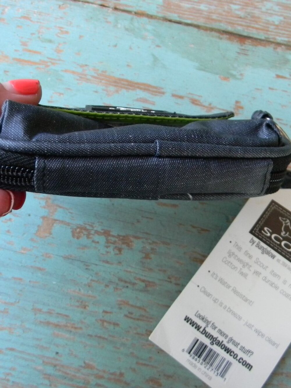 NWT SCOUT Bags Tote-All Package Wristlet ID Window  GRAY/DENIM NYLON SMALL KEY - Picture 4 of 7